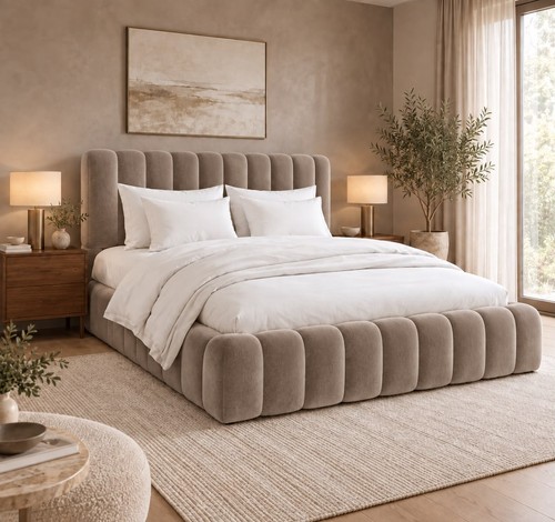 Boucle fabric bubble bed frame - bubble,