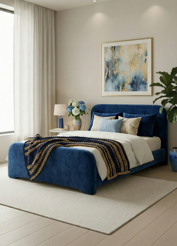 Plush velvet ottoman bed frame - ottoman,