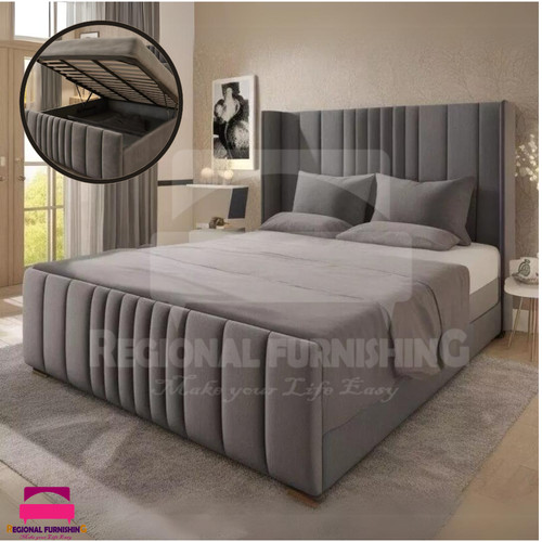 Ottoman winged bed - winged, plush