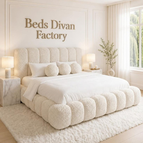 Ottoman boucle teddy bed frame - ottoman,