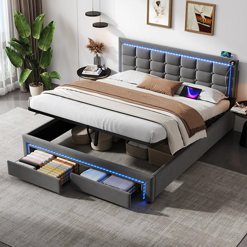 Double ottoman bed - ottoman, frame