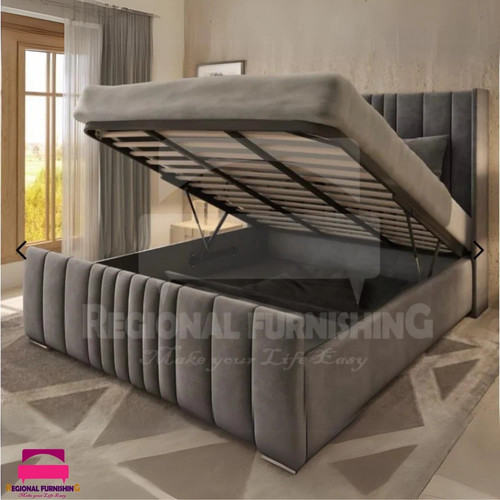 Winged ottoman bed panel plush - bed,